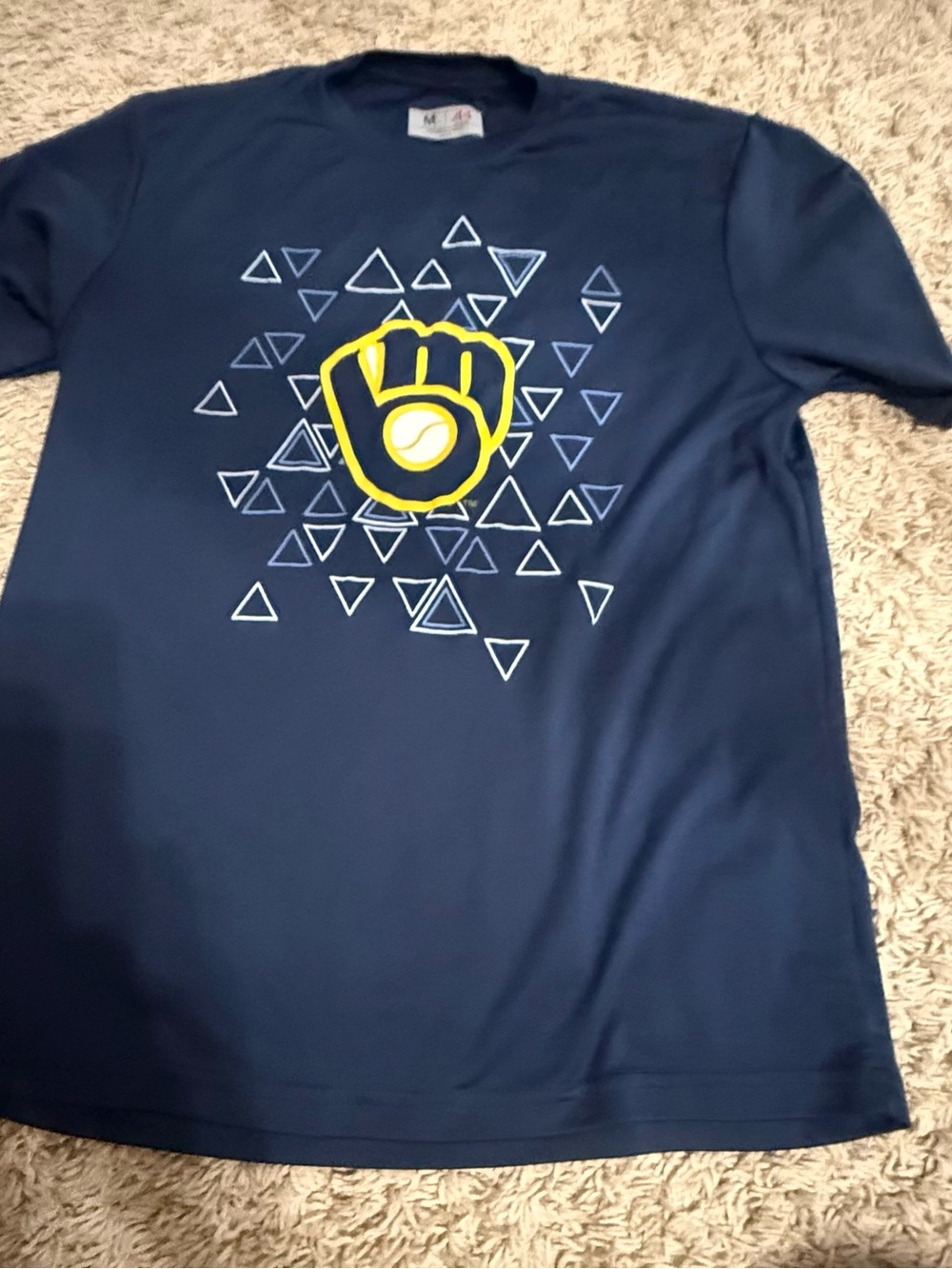 Navy Short-Sleeve Kids Tee with Yellow Glove Graphic
